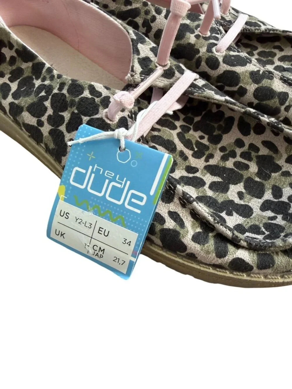 HEY DUDE Girls Leopard Print Shoes Size 2 NEW NWT